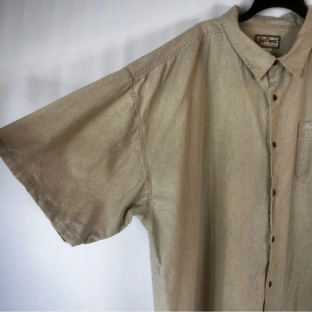 Big Dogs Mens Tan Short Sleeve Button-Up Vintage Shirt Tan Men's Shirt Size: 4X - Picture 5 of 15